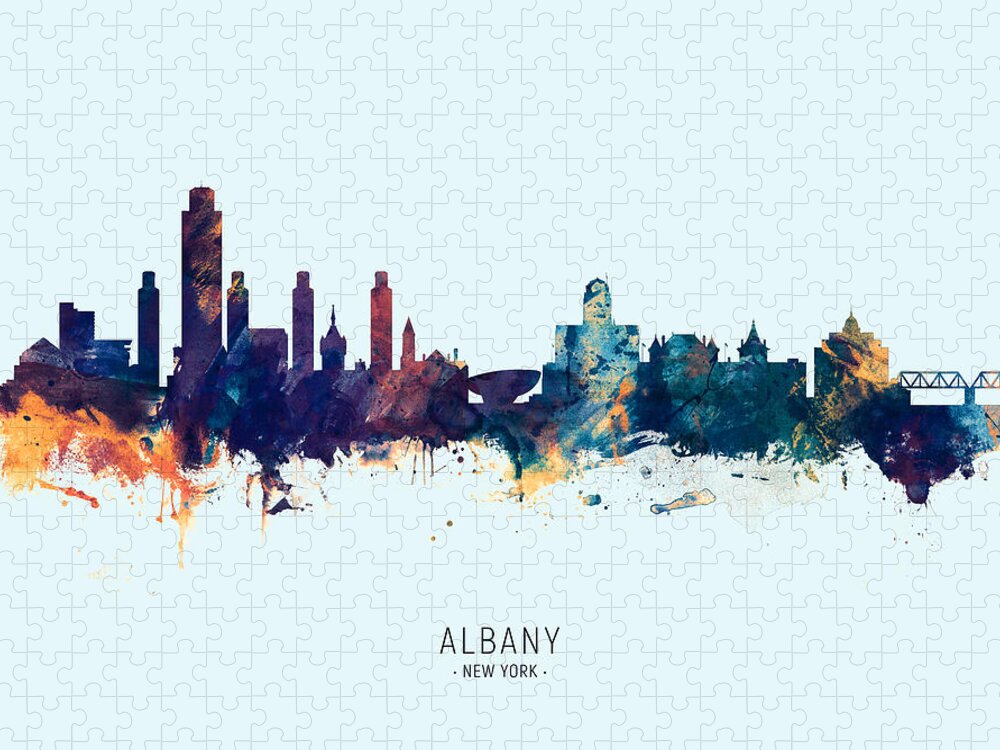 Albany Jigsaw Puzzle featuring the digital art Albany New York Skyline #28 by Michael Tompsett