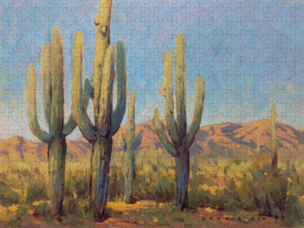 Southwest Jigsaw Puzzle featuring the painting The Guardians by Konnie Kim