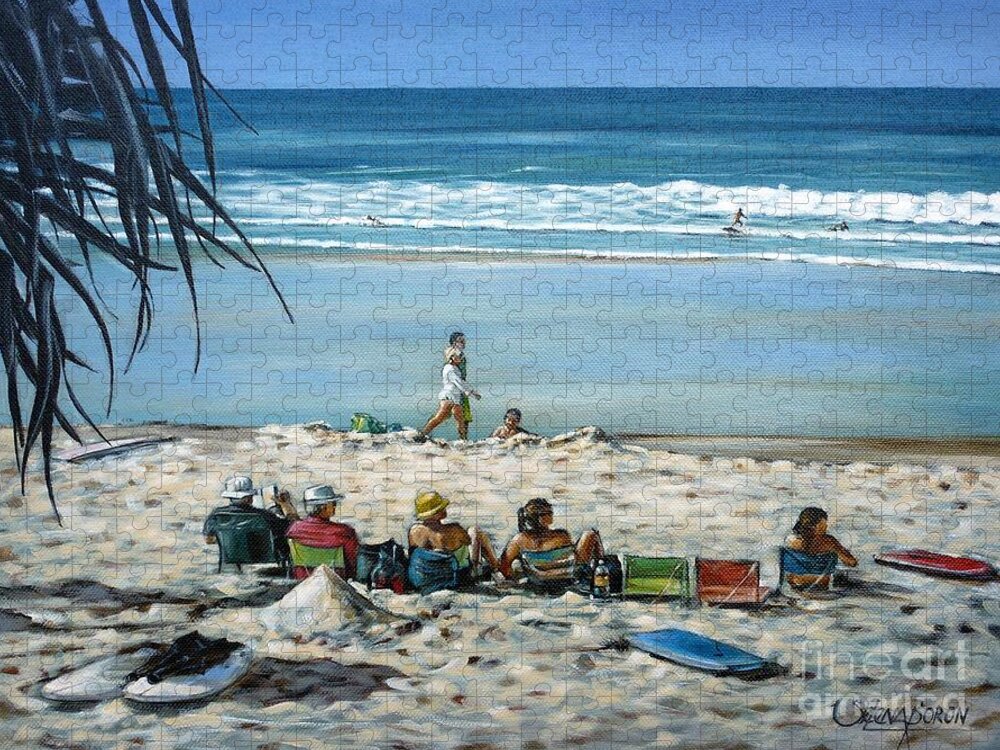 Beach Jigsaw Puzzle featuring the painting Burleigh Beach 220909 #3 by Selena Boron
