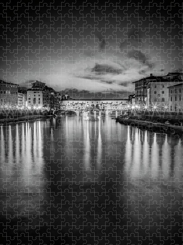 Ancient Jigsaw Puzzle featuring the photograph FLORENCE Ponte Vecchio at Sunset #3 by Melanie Viola