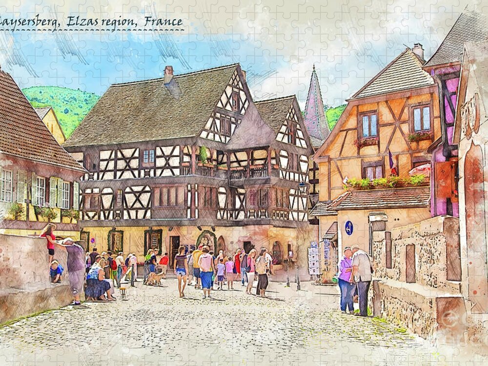 Artistic Jigsaw Puzzle featuring the digital art France sketch #3 by Ariadna De Raadt