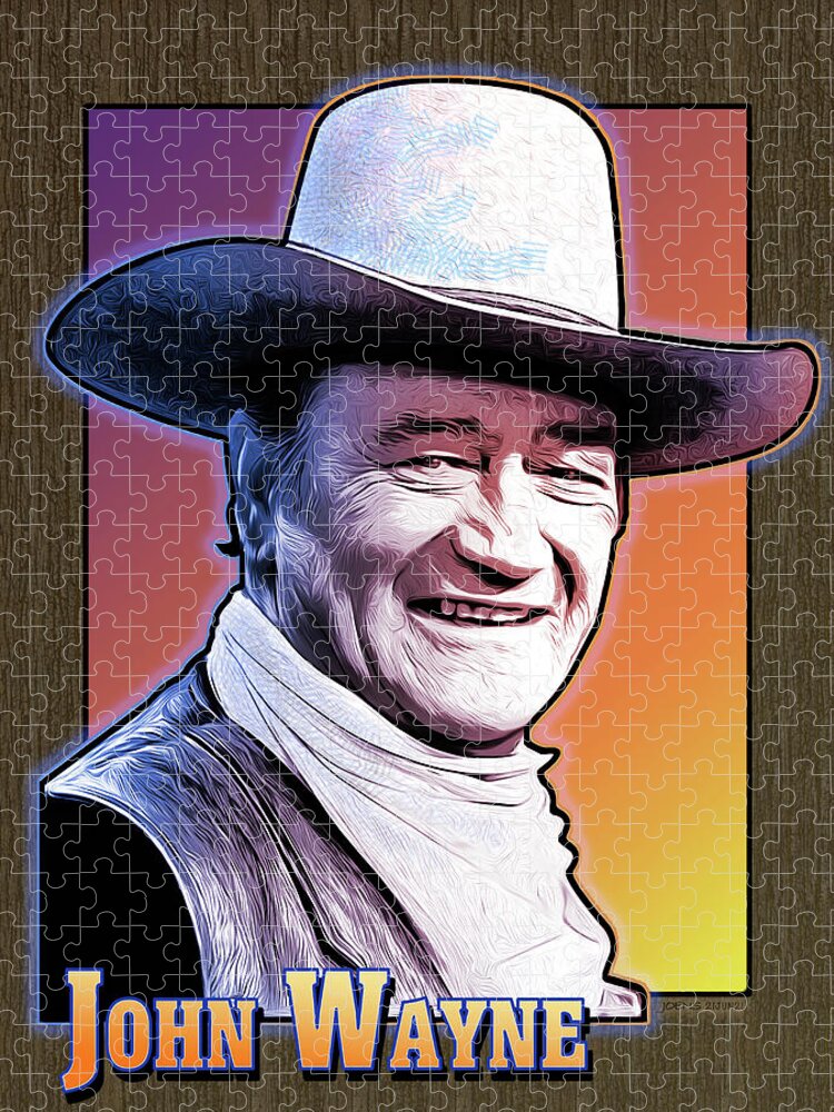 John Wayne Jigsaw Puzzle featuring the digital art John Wayne #3 by Greg Joens