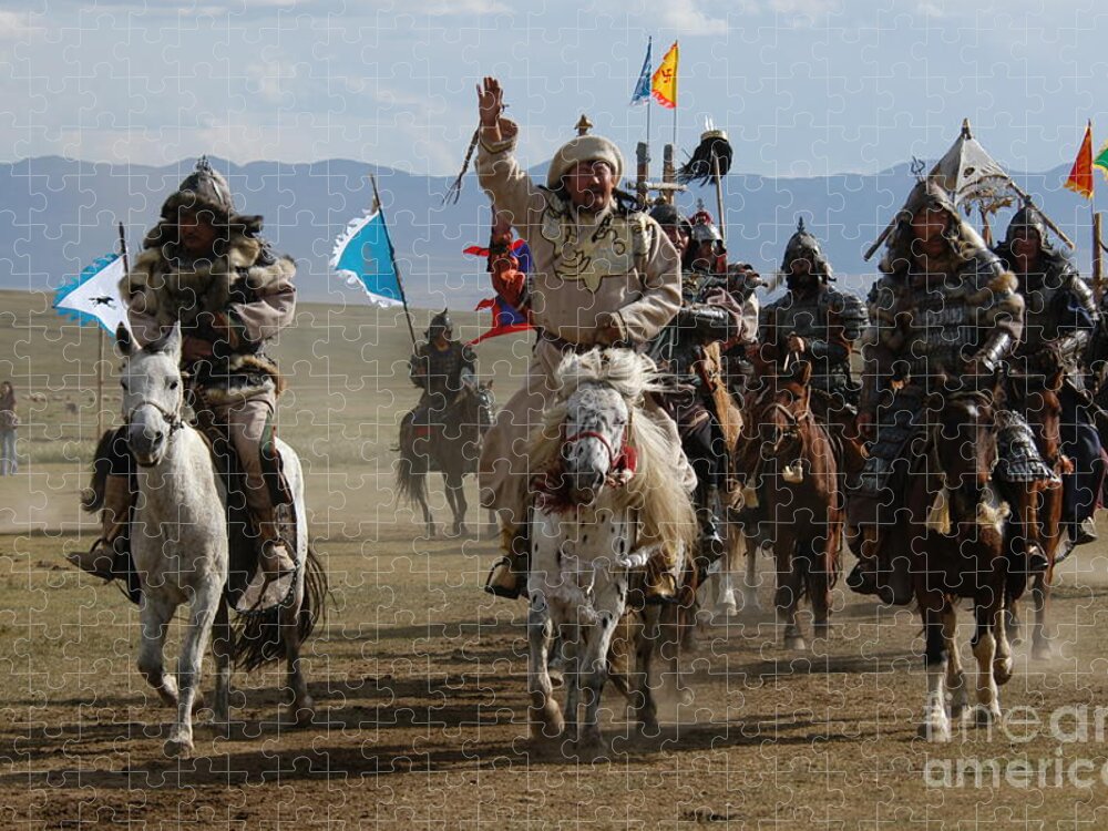 Mongol Hero's Jigsaw Puzzle featuring the photograph Mongol hero's #3 by Elbegzaya Lkhagvasuren