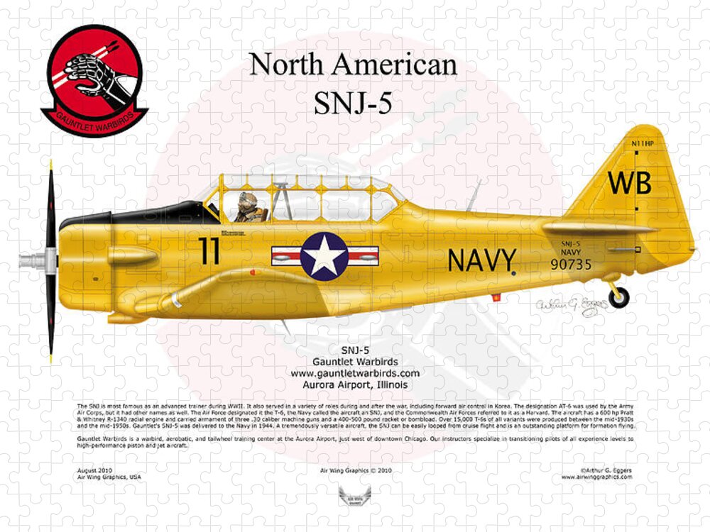 North American Jigsaw Puzzle featuring the digital art North American SNJ-5 #4 by Arthur Eggers