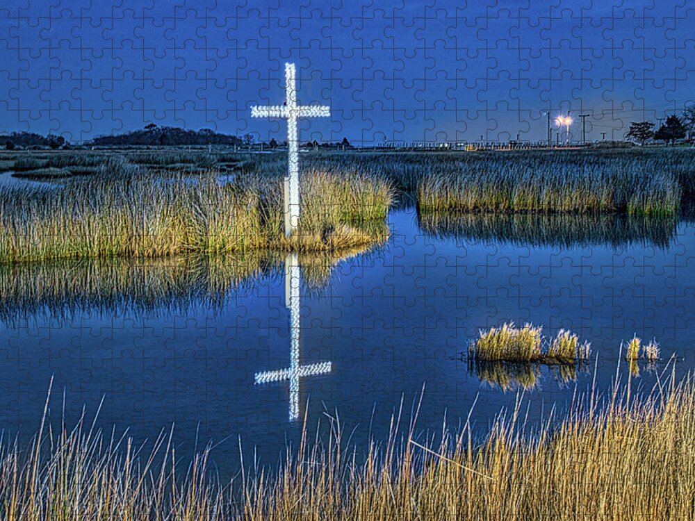 Poquoson Jigsaw Puzzle featuring the photograph Poquoson Marsh Cross #3 by Jerry Gammon