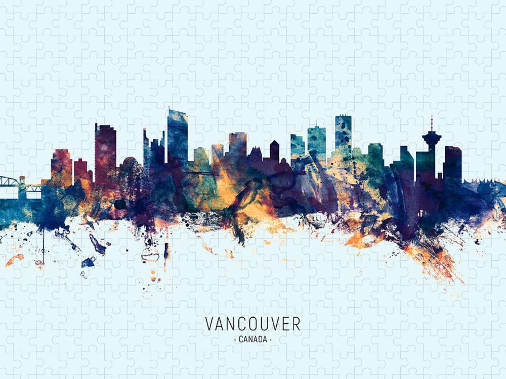 Vancouver Jigsaw Puzzle featuring the digital art Vancouver Canada Skyline #30 by Michael Tompsett