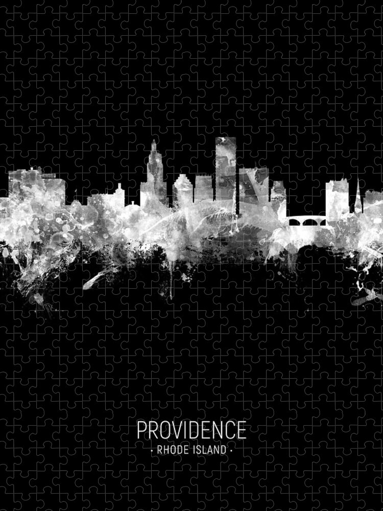 Providence Jigsaw Puzzle featuring the digital art Providence Rhode Island Skyline #31 by Michael Tompsett