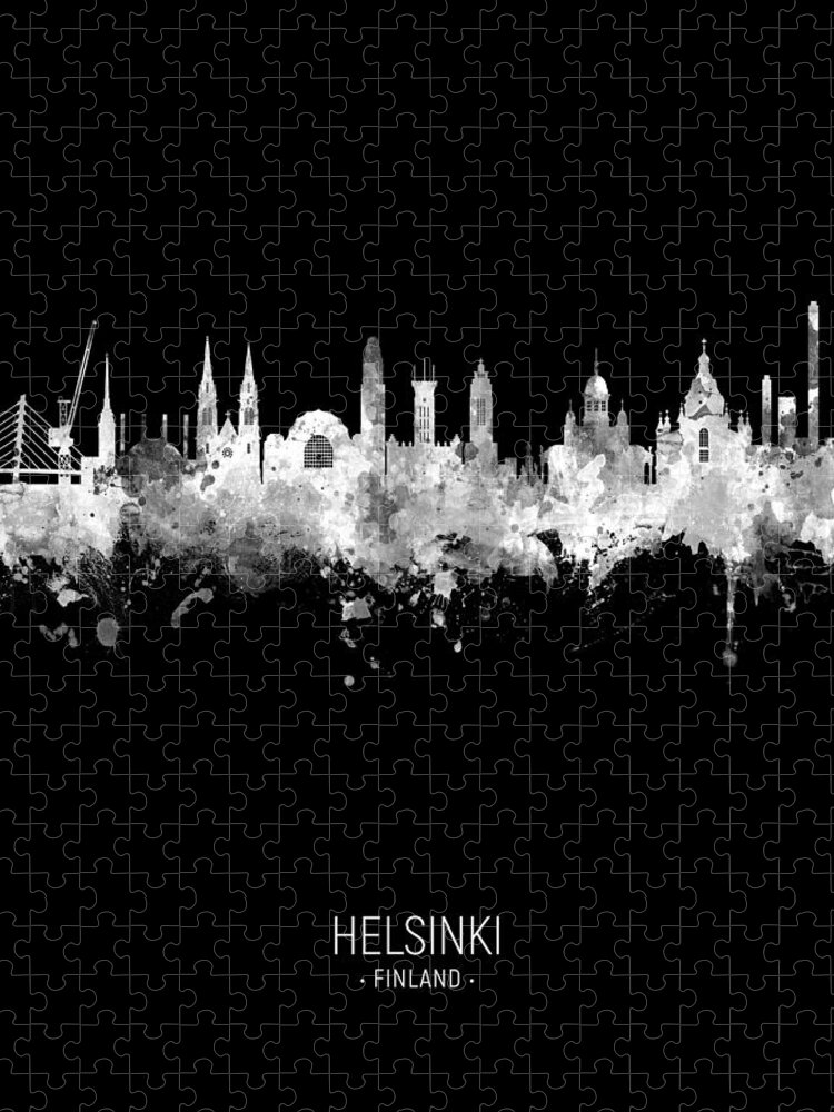 Helsinki Jigsaw Puzzle featuring the digital art Helsinki Finland Skyline #33 by Michael Tompsett