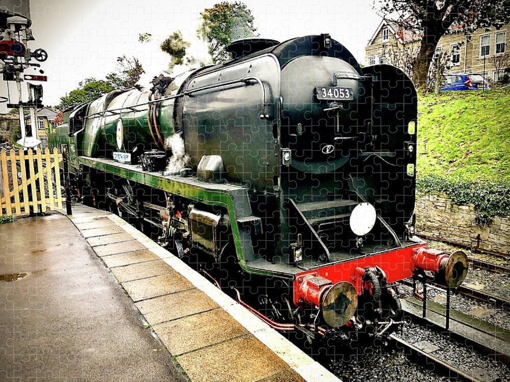 34053 Jigsaw Puzzle featuring the photograph 34053 Sir Keith Park Steam Locomotive on the Swanage Railway by Gordon James