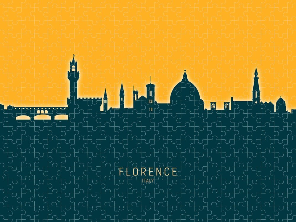 Florence Jigsaw Puzzle featuring the digital art Florence Italy Skyline #36 by Michael Tompsett