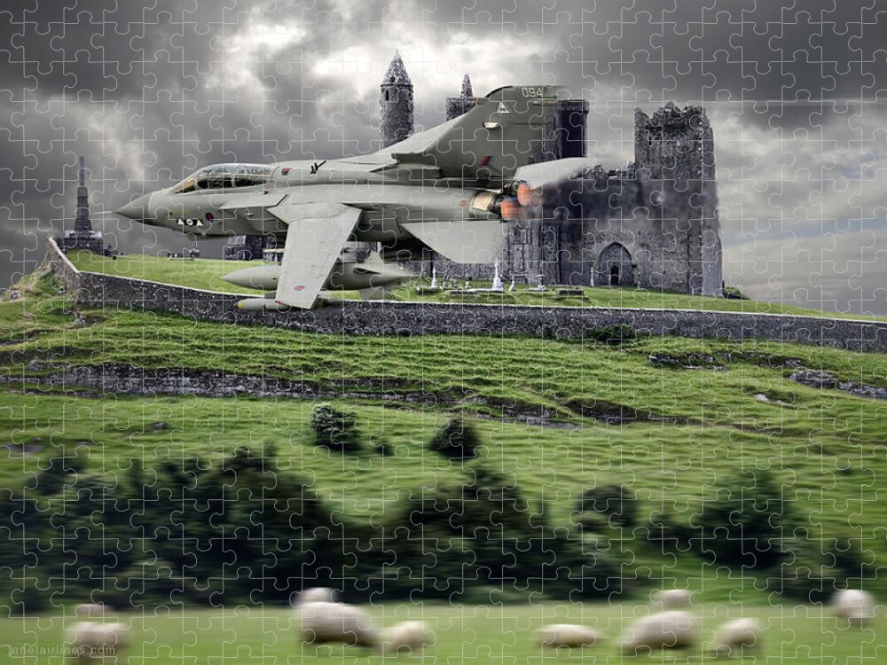 Panavia Jigsaw Puzzle featuring the digital art Tornado Over The Farm by Custom Aviation Art
