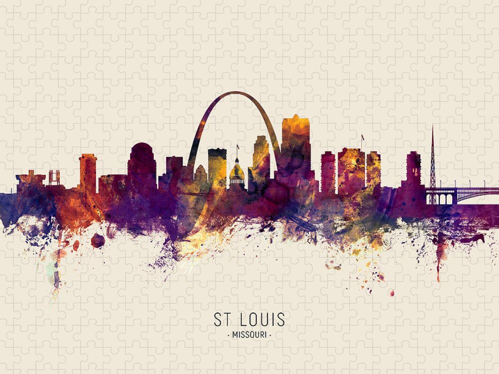 St Louis Jigsaw Puzzle featuring the digital art St Louis Missouri Skyline #38 by Michael Tompsett