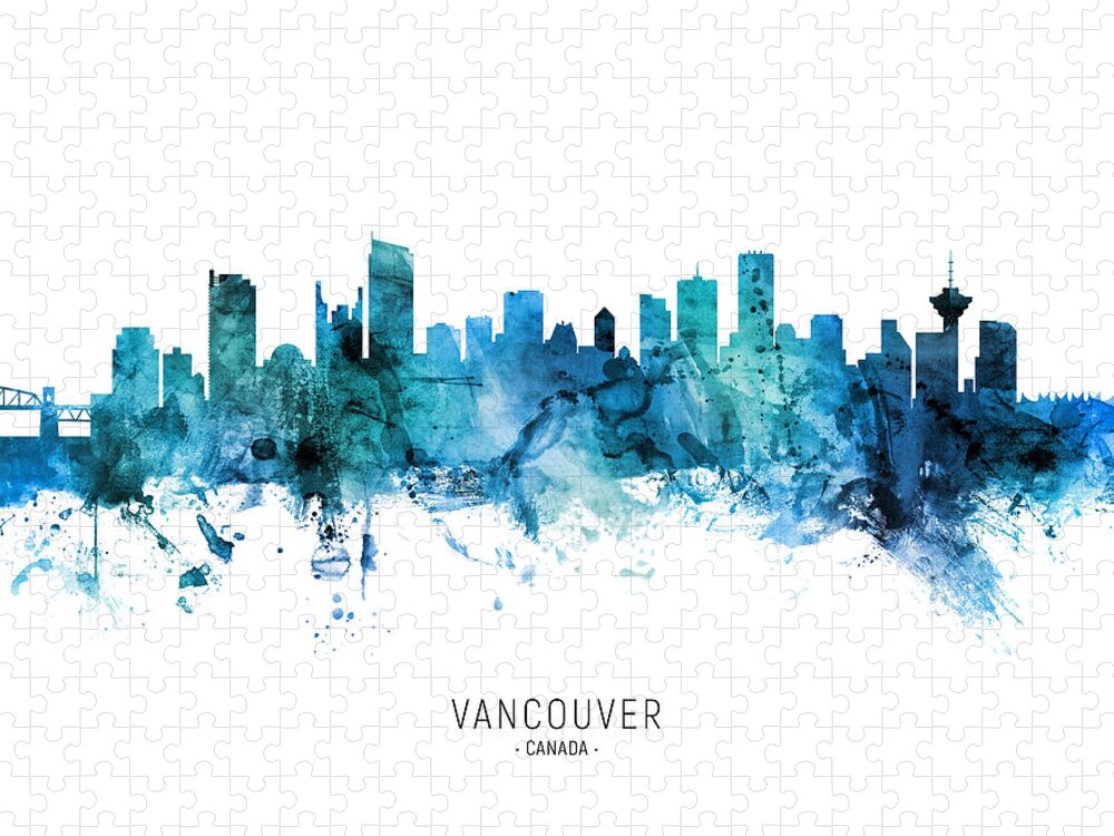 Vancouver Jigsaw Puzzle featuring the digital art Vancouver Canada Skyline #39 by Michael Tompsett