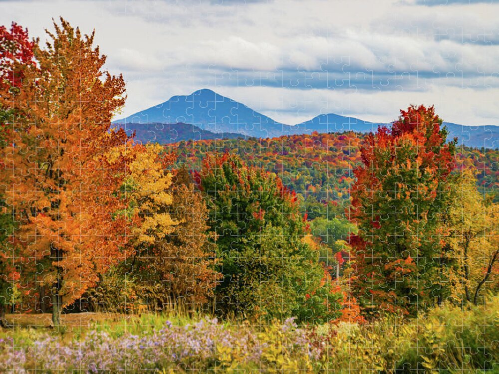 Camels Hump Mountain Jigsaw Puzzle featuring the photograph Autumn scene in Vermont #4 by Ann Moore