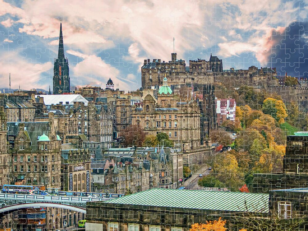 City Of Edinburgh Jigsaw Puzzle featuring the digital art City of Edinburgh Scotland by SnapHappy Photos