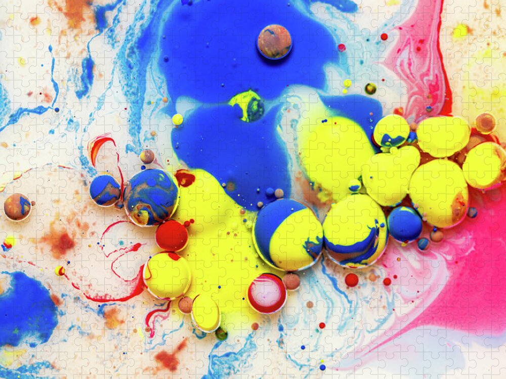 Bubbles Jigsaw Puzzle featuring the photograph Colorful artistic abstract background bubble painting art #4 by Michalakis Ppalis