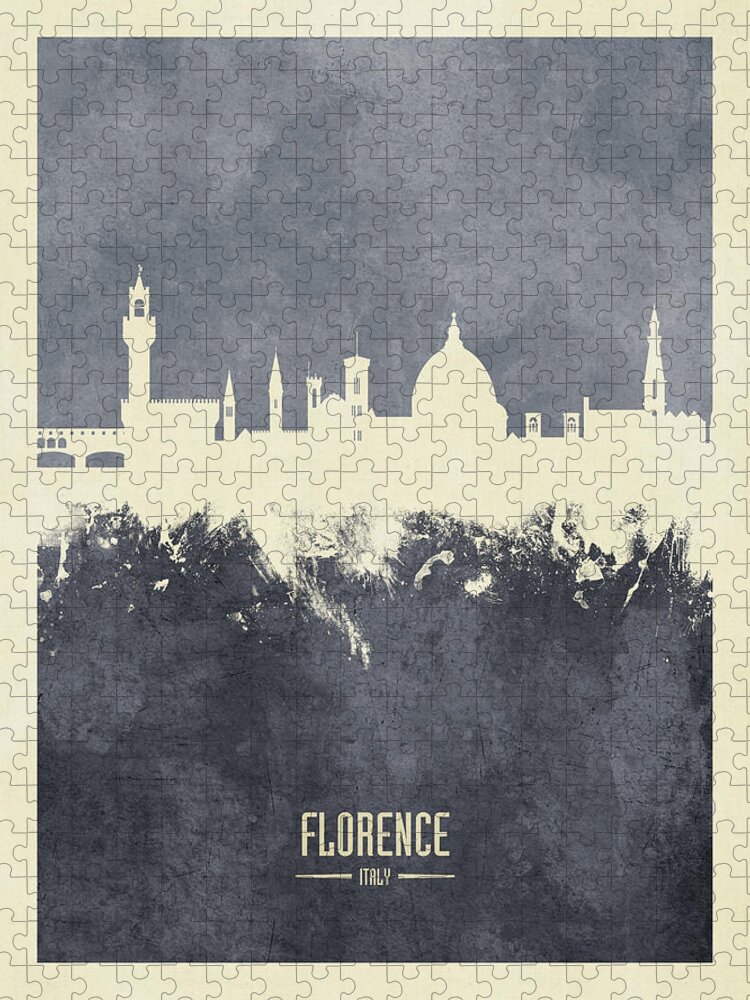 Florence Jigsaw Puzzle featuring the digital art Florence Italy Skyline #40 by Michael Tompsett