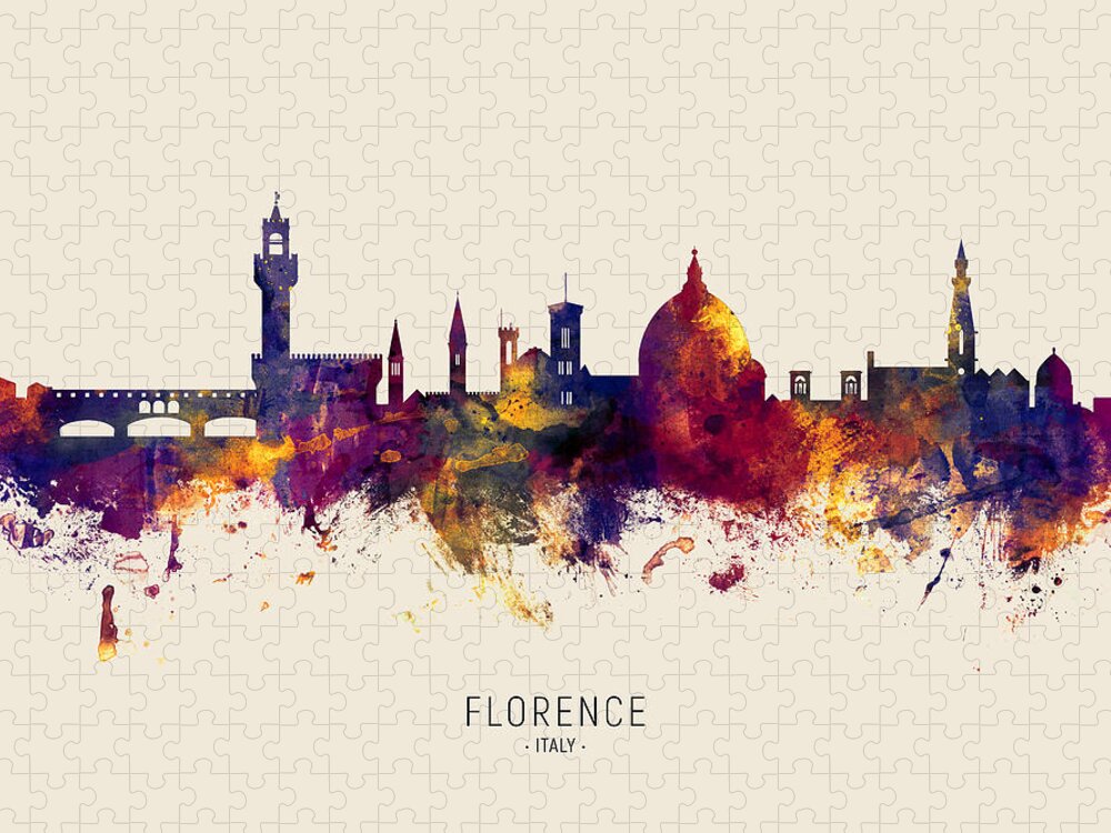 Florence Jigsaw Puzzle featuring the digital art Florence Italy Skyline #41 by Michael Tompsett