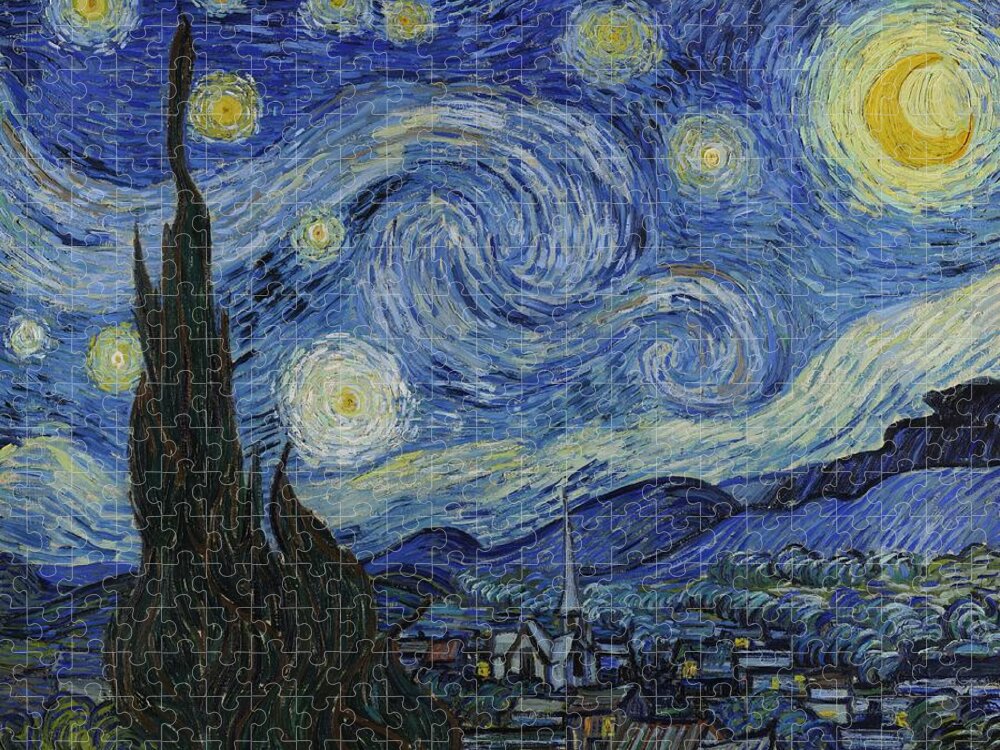 Starry Night Jigsaw Puzzle featuring the painting The Starry Night by Vincent Van Gogh