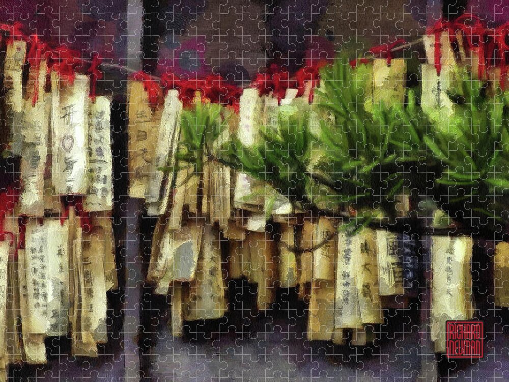 Architecture Jigsaw Puzzle featuring the mixed media 424 Prayer Flag Wall, Hinoki Village, Chiaya City, Taiwan by Richard Neuman Architectural Gifts