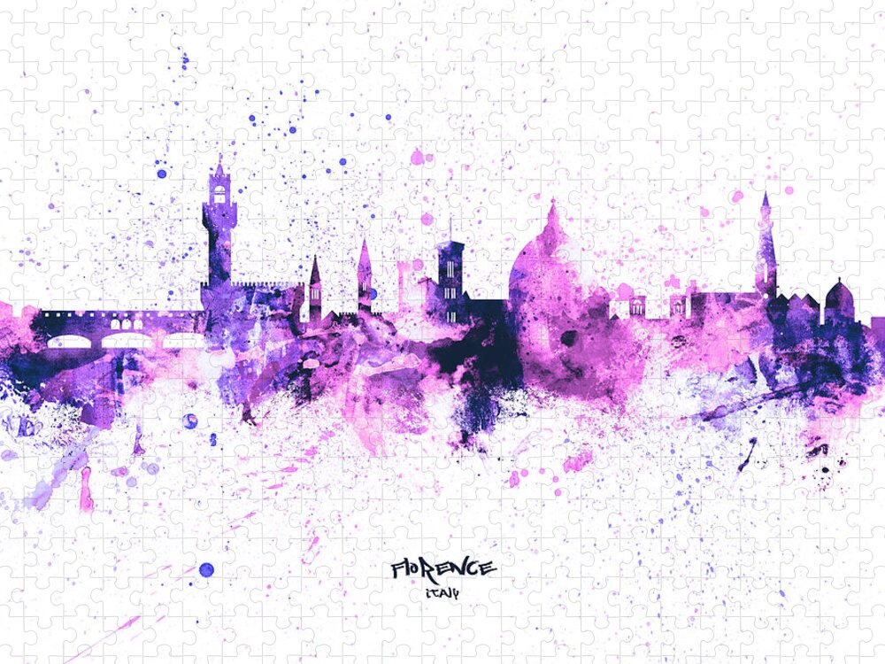Florence Jigsaw Puzzle featuring the digital art Florence Italy Skyline #43 by Michael Tompsett