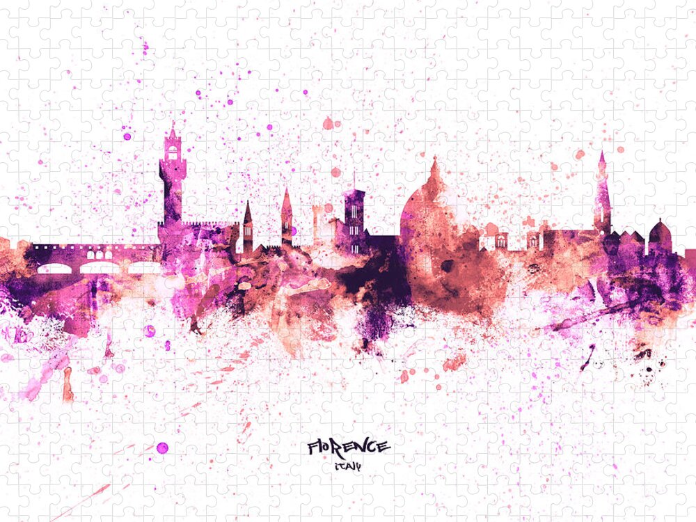 Florence Jigsaw Puzzle featuring the digital art Florence Italy Skyline #45 by Michael Tompsett
