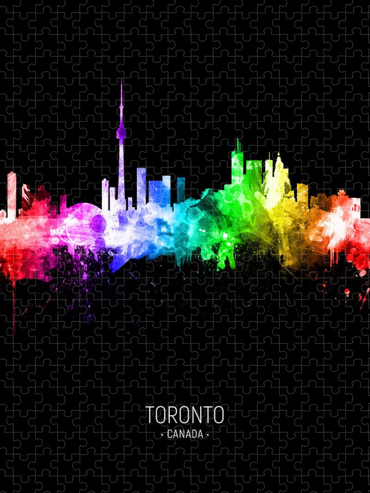 Toronto Jigsaw Puzzle featuring the digital art Toronto Canada Skyline #46 by Michael Tompsett