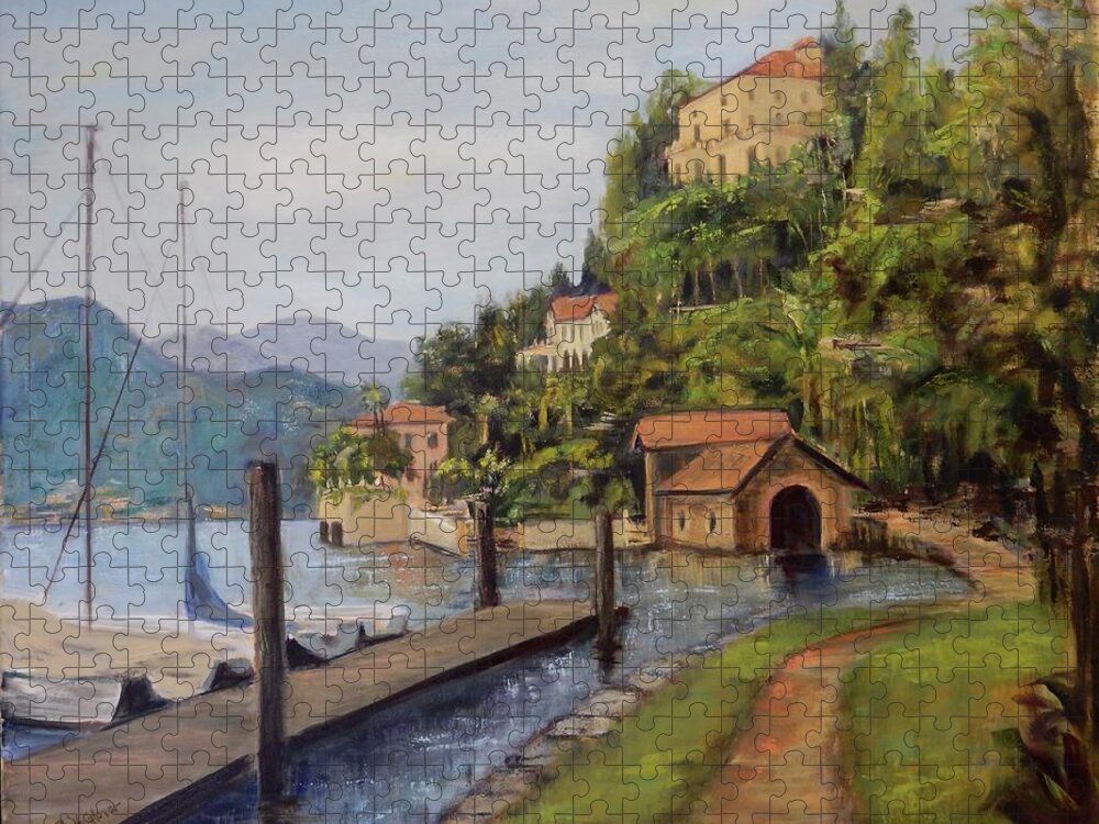 Lake Orta Jigsaw Puzzle featuring the painting #483 Walk Along Lake Orta, Italy  #483 by Barbara Hammett Glover