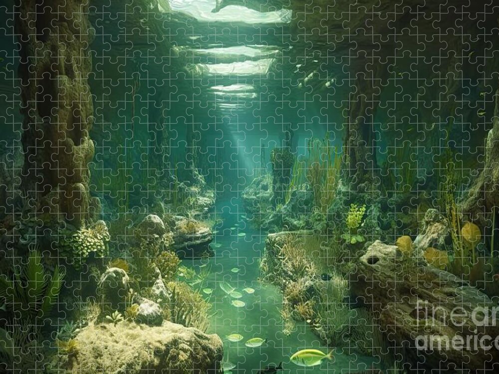 10000 BC water forest habitats #5 Jigsaw Puzzle by Benny Marty