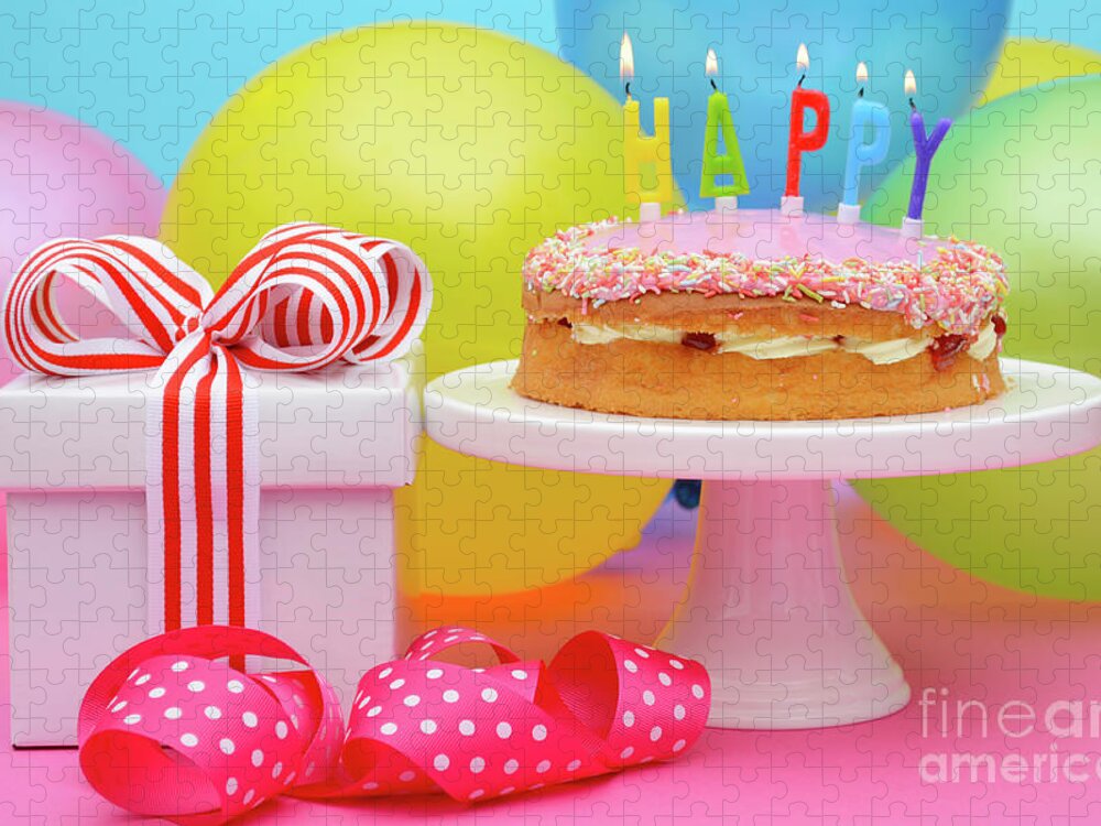 Balloon Jigsaw Puzzle featuring the photograph Happy Birthday Party Table #5 by Milleflore Images