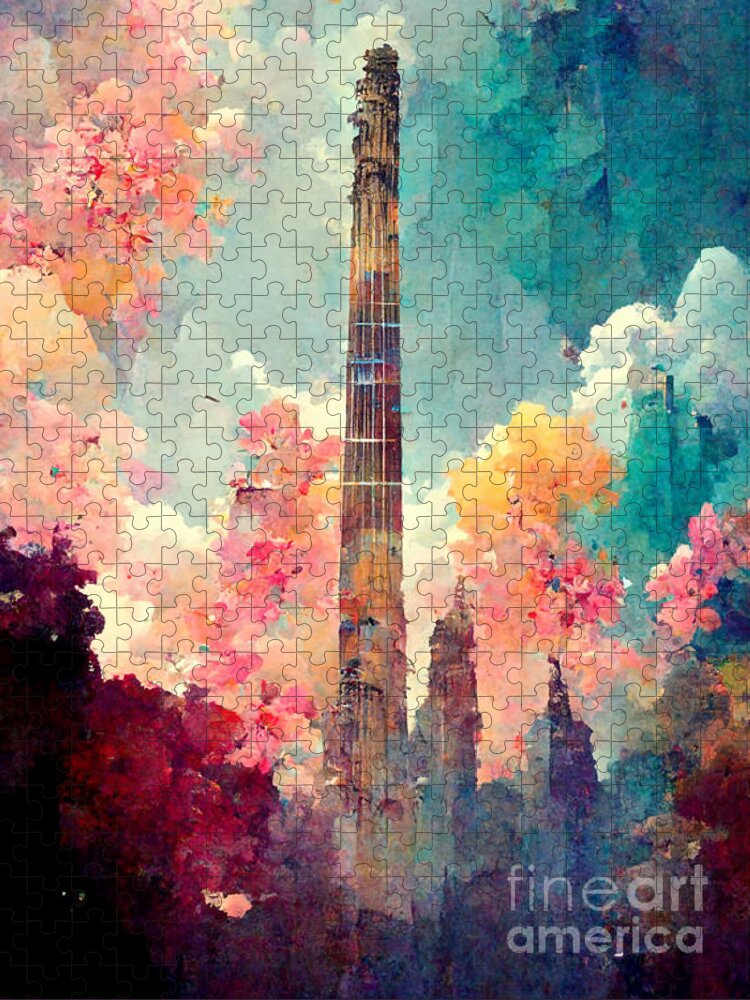 Music Jigsaw Puzzle featuring the digital art Music everywhere #5 by Sabantha