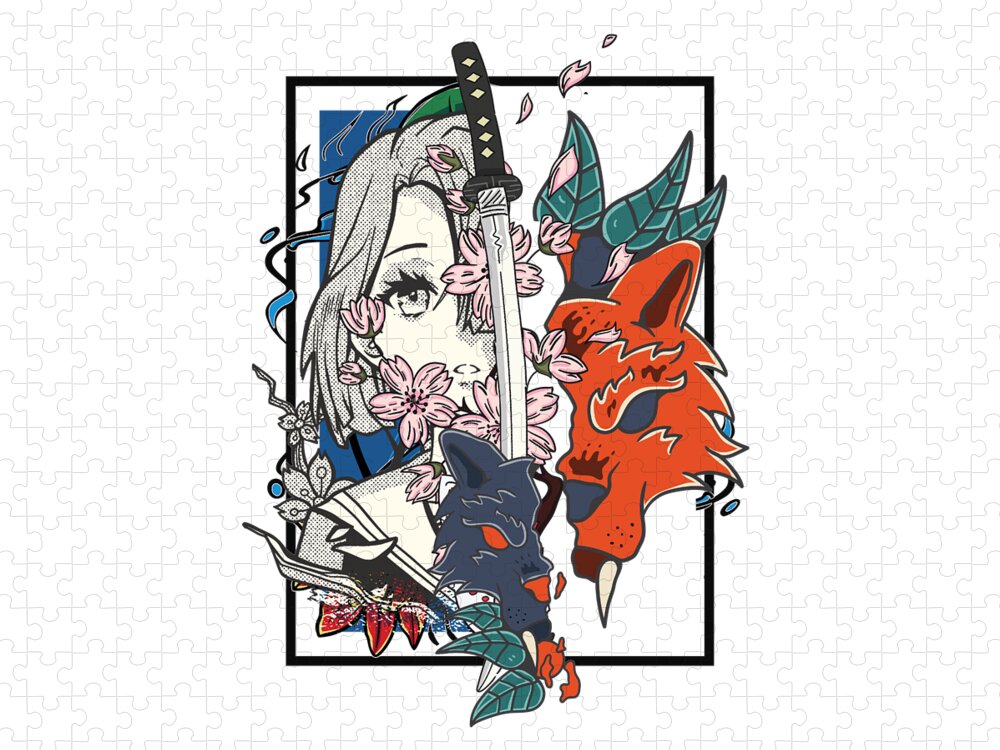 Samurai Warrior Japanese Kitsune Japan Anime Jigsaw Puzzle by Florian Dold  Art - Fine Art America