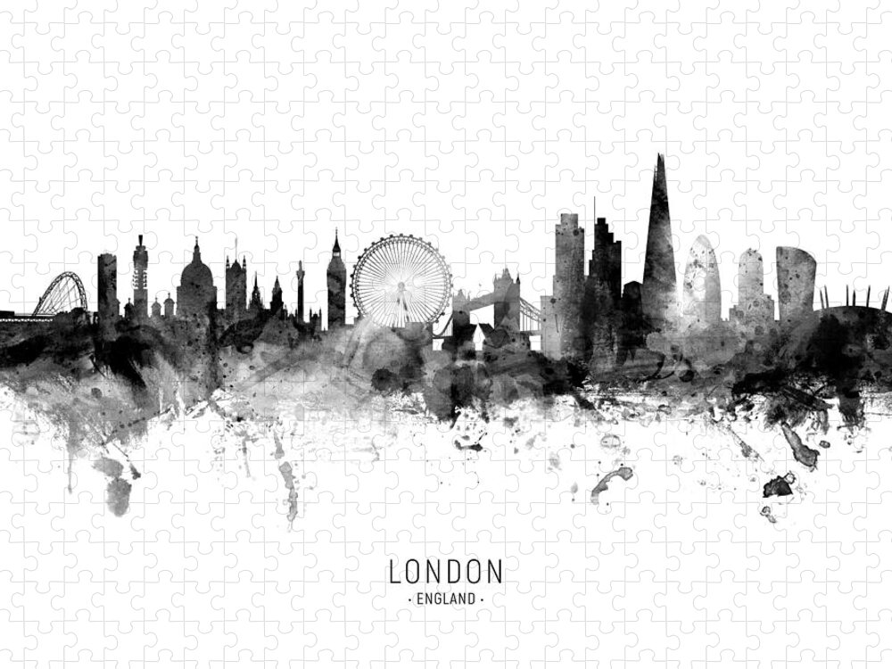 London Jigsaw Puzzle featuring the digital art London England Skyline by Michael Tompsett