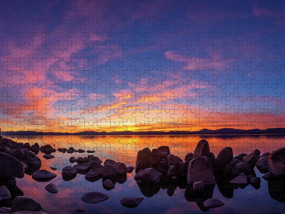 Lake Jigsaw Puzzle featuring the photograph Tahoe Sunset #6 by Martin Gollery
