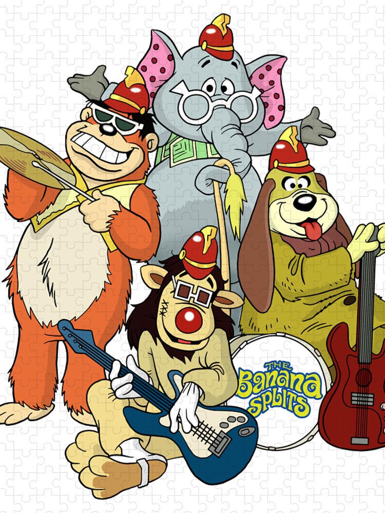 Hanna-barbera Jigsaw Puzzle featuring the digital art 60s The Banana Splits Characters Group by Glen Evans