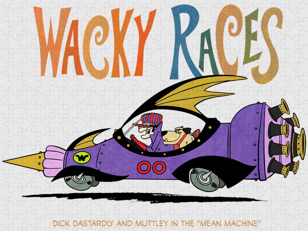 Cartoon Lover Jigsaw Puzzle featuring the digital art 60s Wacky Races Cartoon Dick Dastardly and Muttley in the Mean Machine by Glen Evans