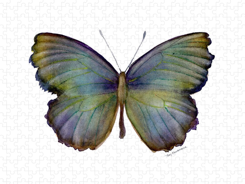 Purple Butterfly Jigsaw Puzzle featuring the painting 65 Moonglow Butterfly by Amy Kirkpatrick
