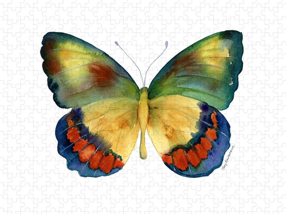 Bagoe Butterfly Puzzle featuring the painting 67 Bagoe Butterfly by Amy Kirkpatrick