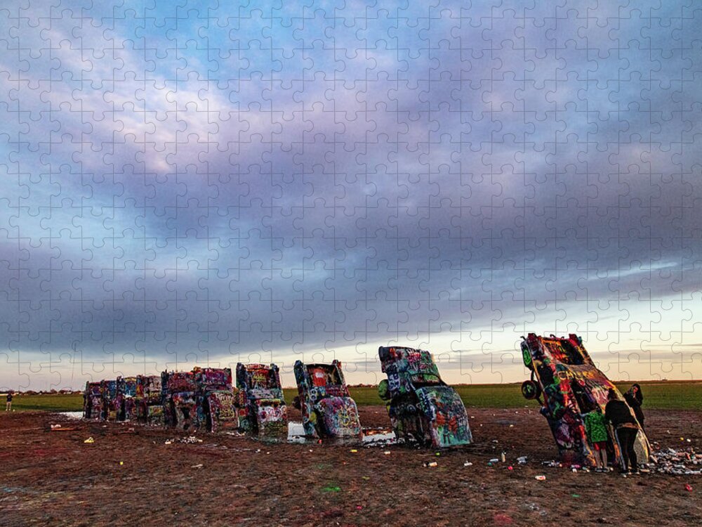 Cars Buried Jigsaw Puzzle featuring the photograph Cadillac Ranch on Historic Route 66 in Amarillo Texas #7 by Eldon McGraw
