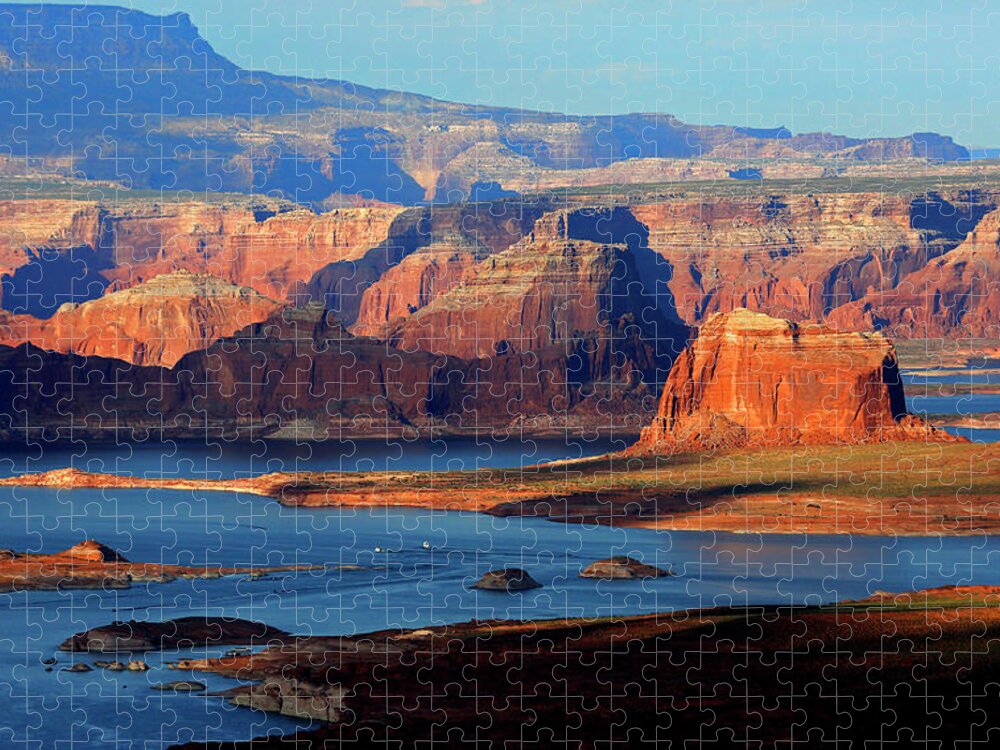 Lake Powell Jigsaw Puzzle featuring the photograph Lake Powell Sunset from the Air #7 by Rick Wilking