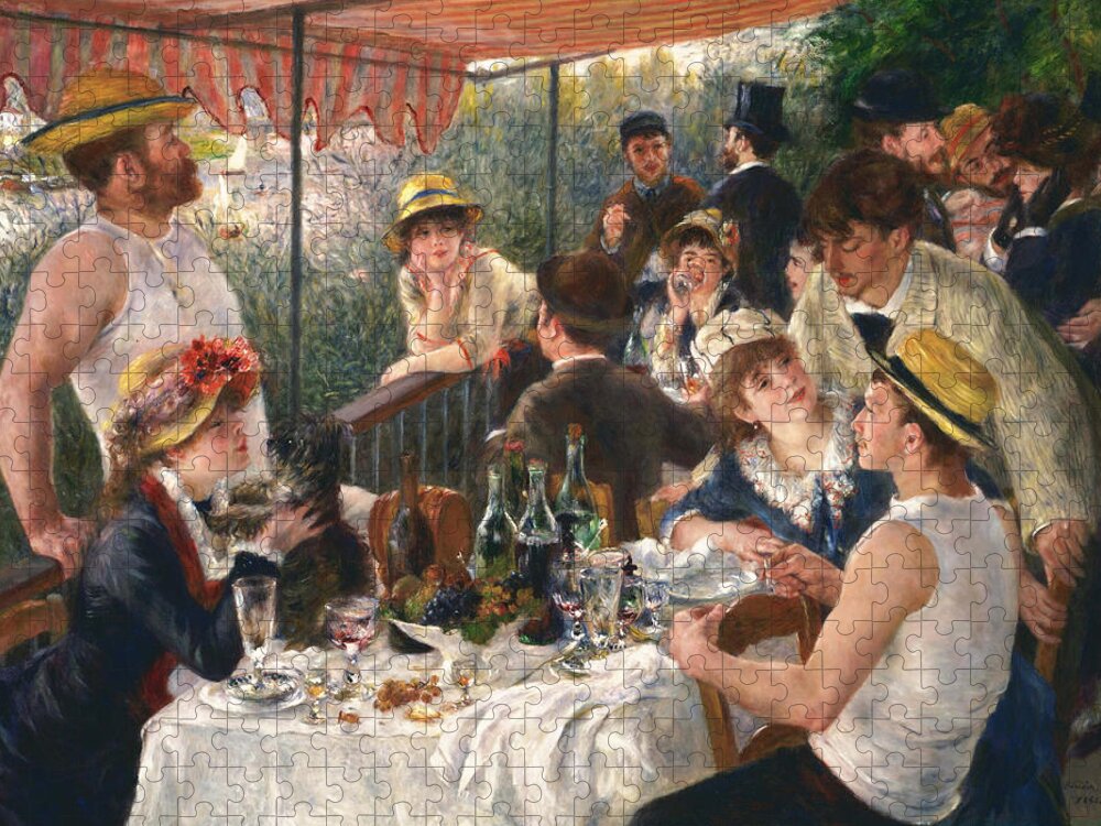 Auguste Jigsaw Puzzle featuring the painting Luncheon of the Boating Party by Pierre-Auguste Renoir by Mango Art