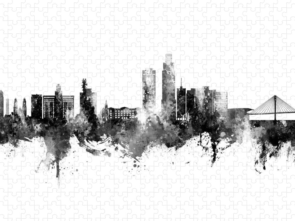 Omaha Jigsaw Puzzle featuring the digital art Omaha Nebraska Skyline #7 by Michael Tompsett
