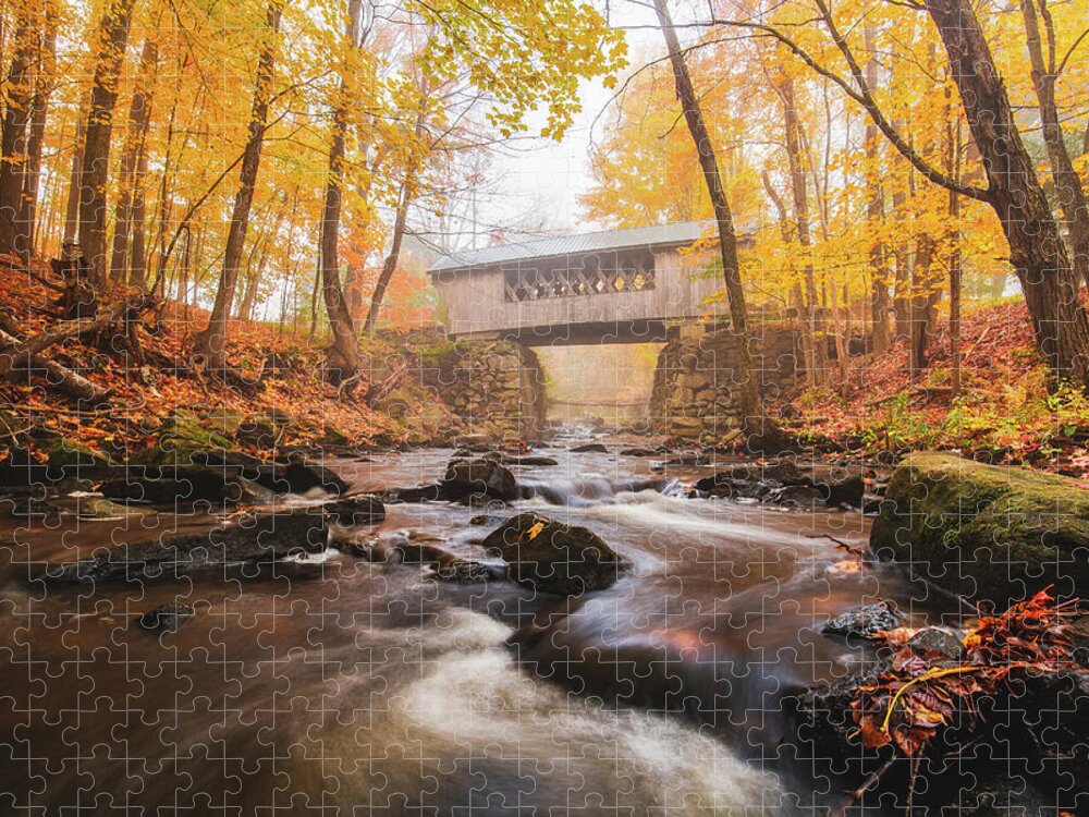 Brook Jigsaw Puzzle featuring the photograph Tannery HIll Covered Bridge #8 by Robert Clifford