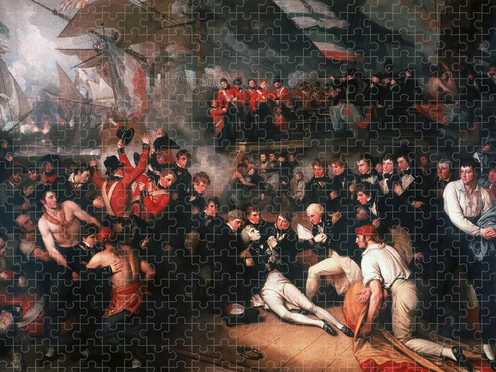 Benjamin West Jigsaw Puzzle featuring the painting The Death of Nelson by Benjamin West #1 by Mango Art