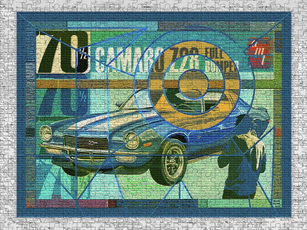 70 Chevy Jigsaw Puzzle featuring the digital art 70 Chevy / AMT Camaro by David Squibb