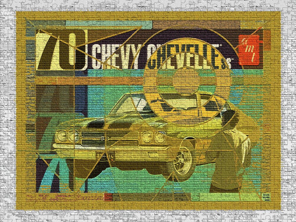 70 Chevy Jigsaw Puzzle featuring the digital art 70 Chevy / AMT Chevelle by David Squibb