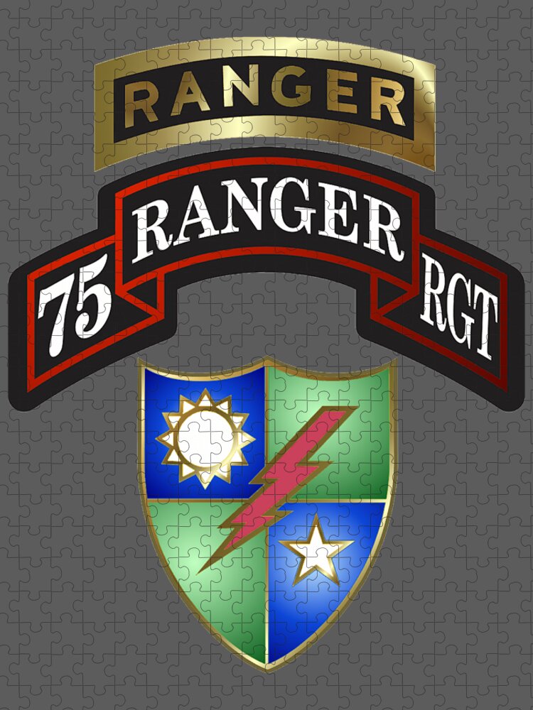 75th Jigsaw Puzzle featuring the digital art 75th Ranger Regiment by Bill Richards