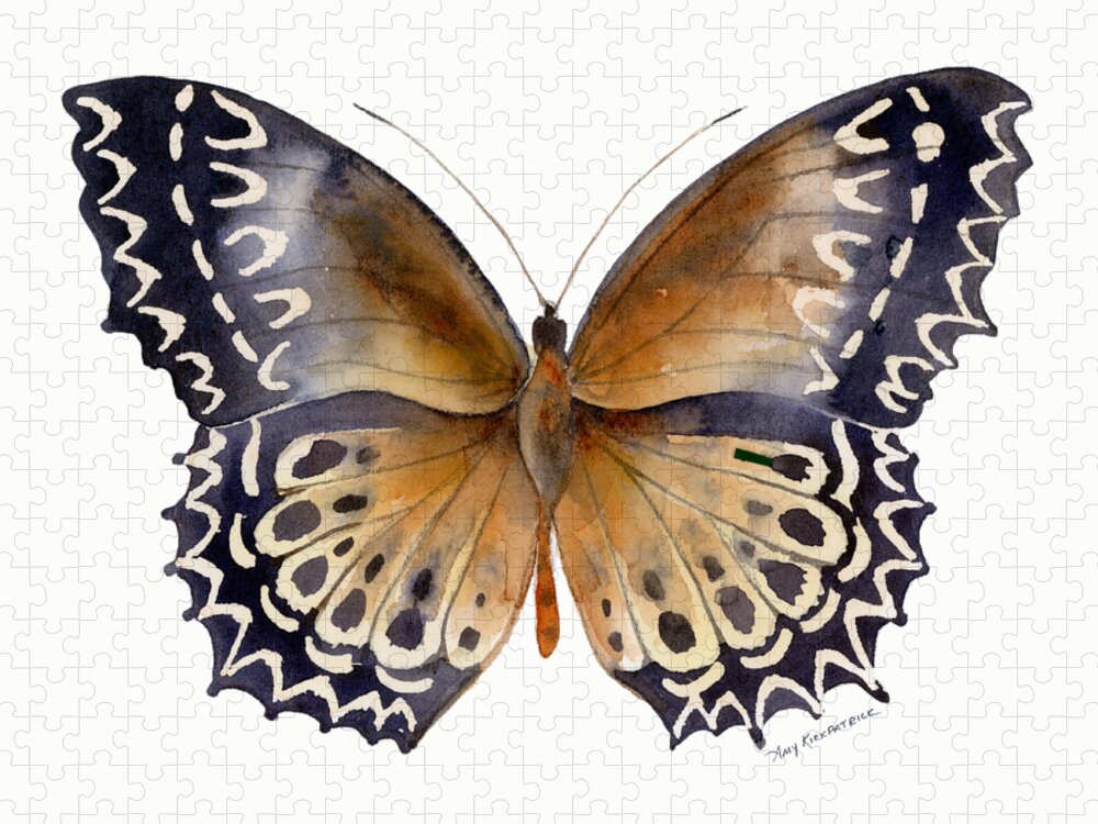 Cethosia Jigsaw Puzzle featuring the painting 77 Cethosia Butterfly by Amy Kirkpatrick