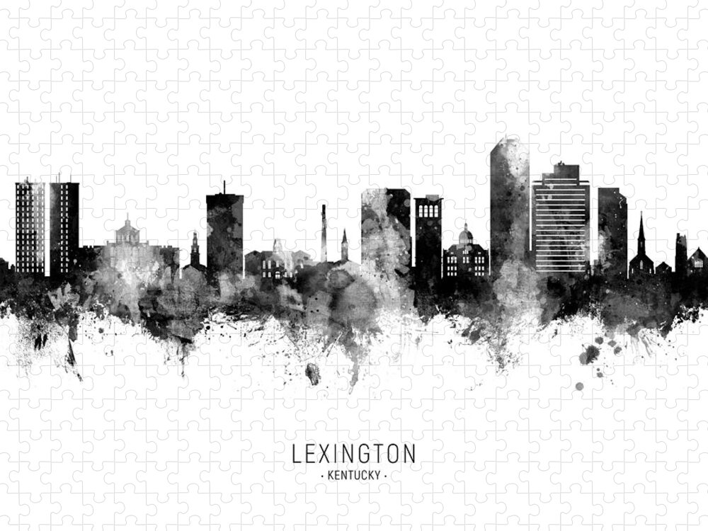 Lexington Jigsaw Puzzle featuring the digital art Lexington Kentucky Skyline #4 by Michael Tompsett