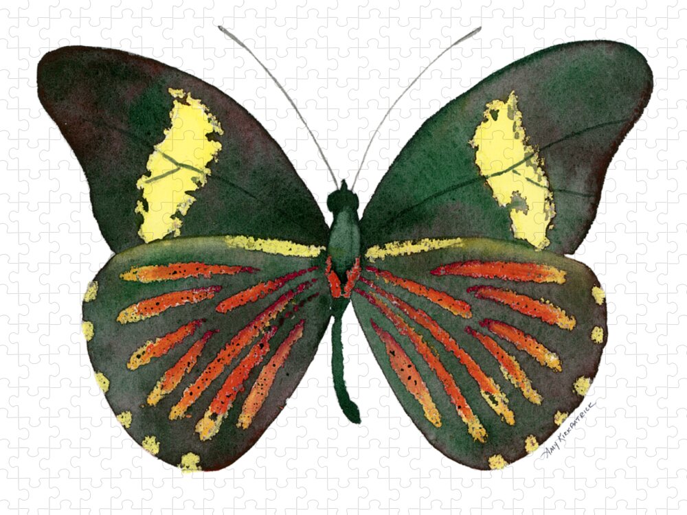 Archonias Butterfly Jigsaw Puzzle featuring the painting 86 Archonias Butterfly by Amy Kirkpatrick